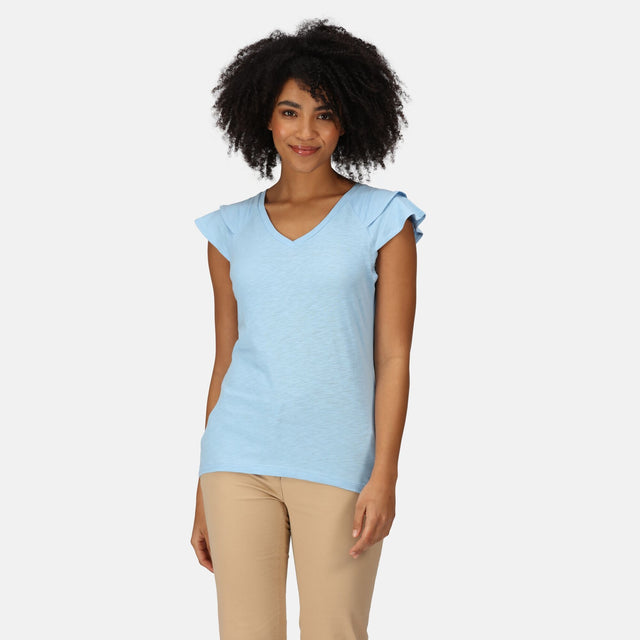 Regatta Womens Ferra Frilled Sleeved Cotton T Shirt
