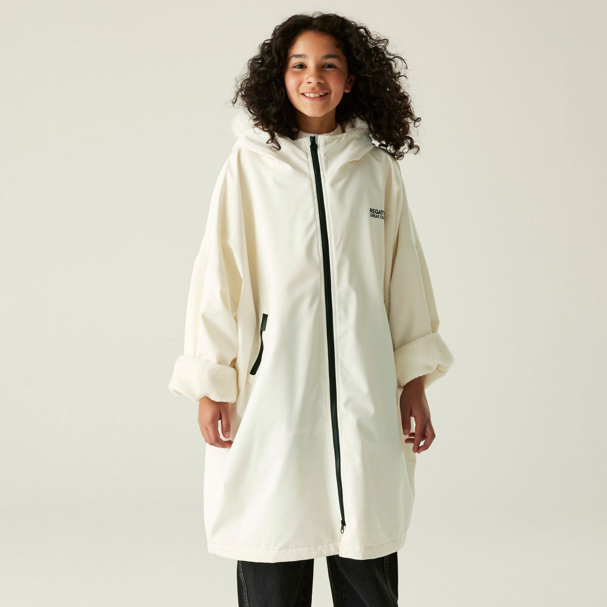 Regatta Kids Fur Trim Hooded Waterproof Pro Dry Changing Robe