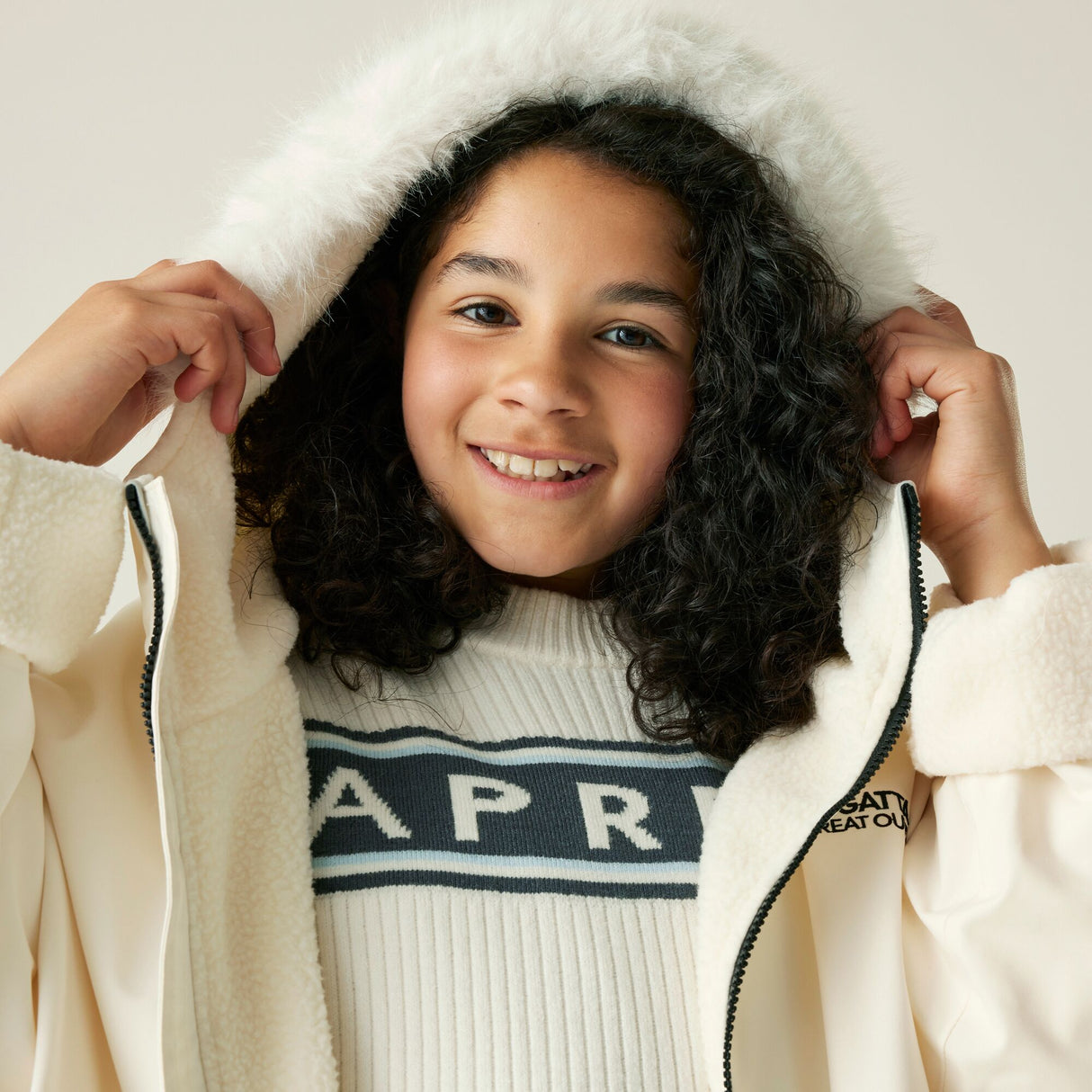 Regatta Kids Fur Trim Hooded Waterproof Pro Dry Changing Robe