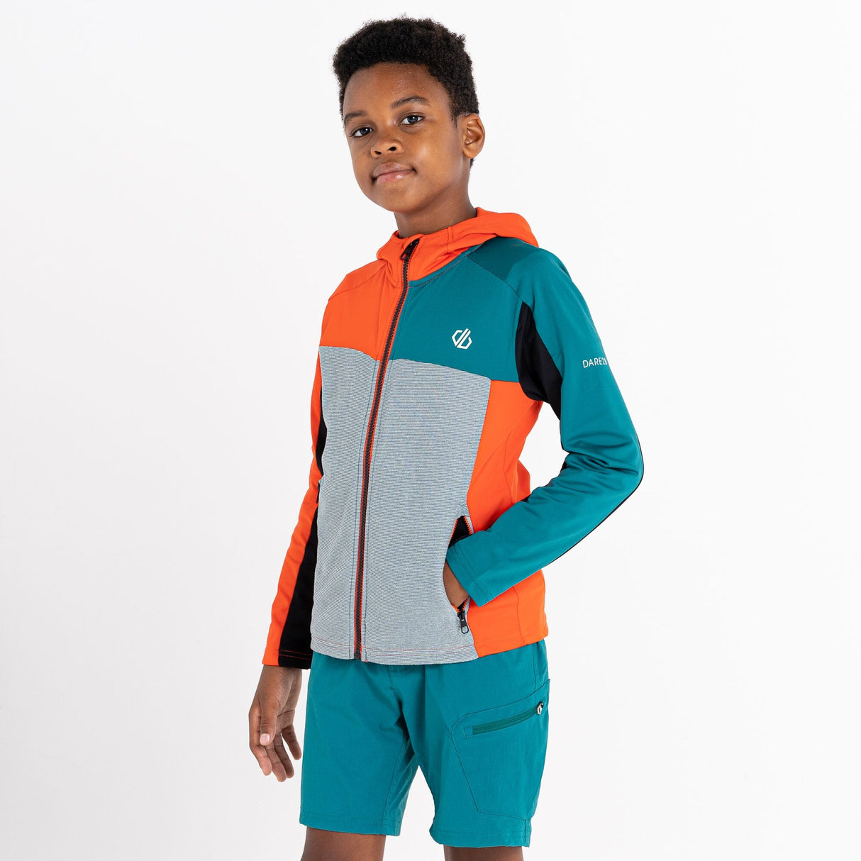 Dare2b Kids Thriving Hooded Core Stretch Midlayer Softshell Jacket